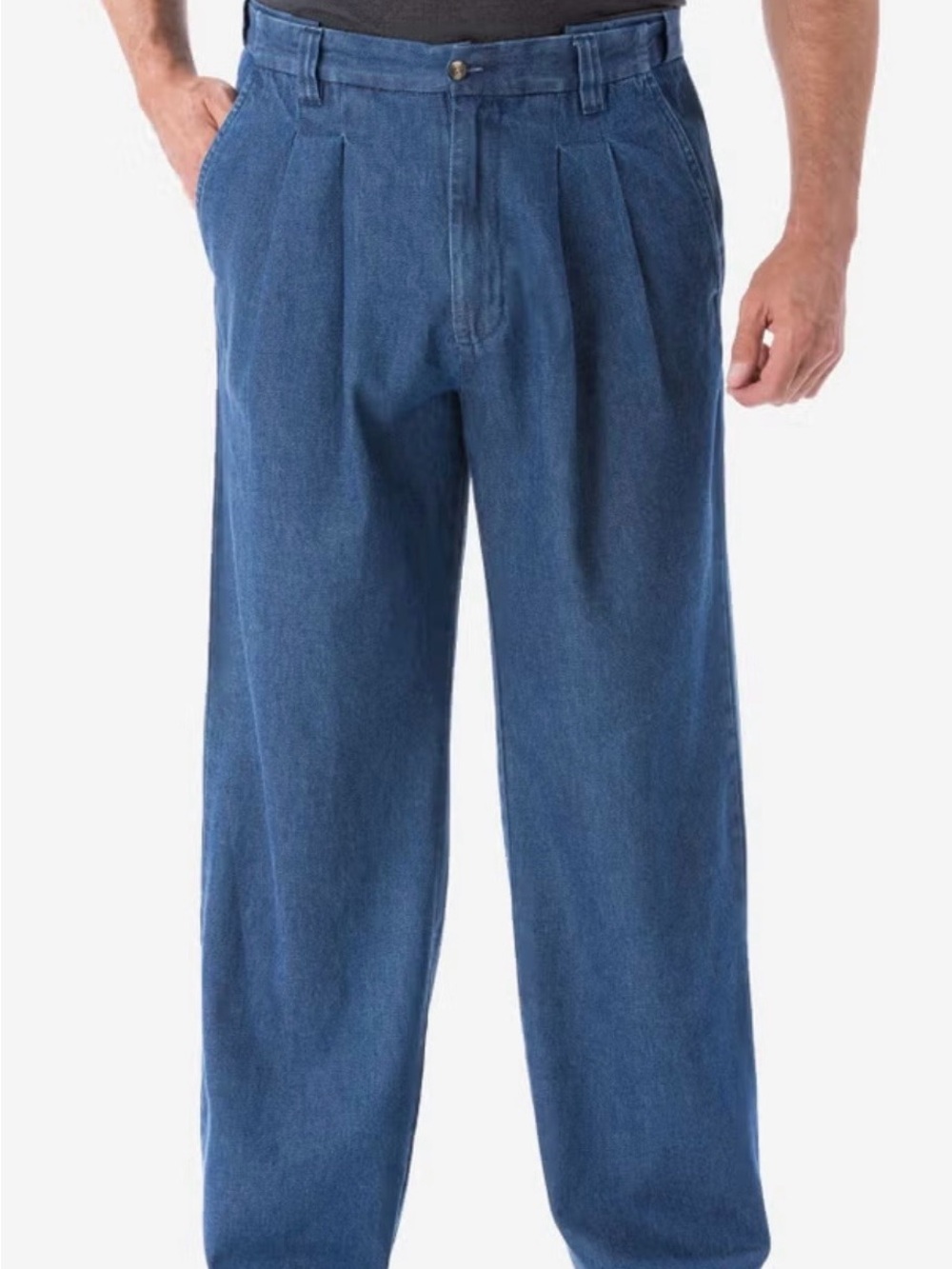DOCKERS Original Khaki Fit Pleated Jeans in Denim Blue